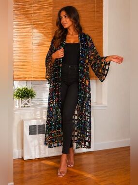 Luxury Handmade Ankara Wax Openwork Duster Dress Jacket One Size Fits All